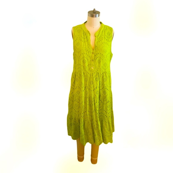 Civico 51 Dresses & Skirts - Civico 51 made in Italy Firenze Lime Green cotton midi Dress
